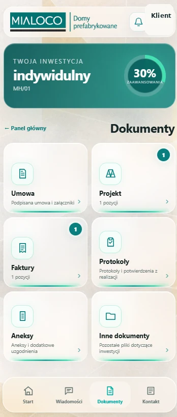 Dokumenty w Strefie Klienta MIALOCO